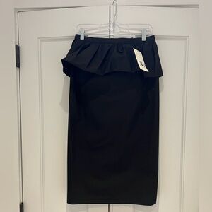 Zara Black Ruffle-Trim Pencil Skirt
